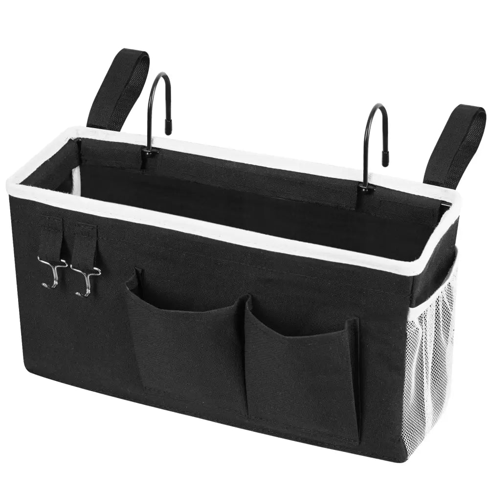 Bedside Storage Bag – Decor-Friendly Rail Organizer That Matches Any Room Palette - 1pc Black - Magazine Holders