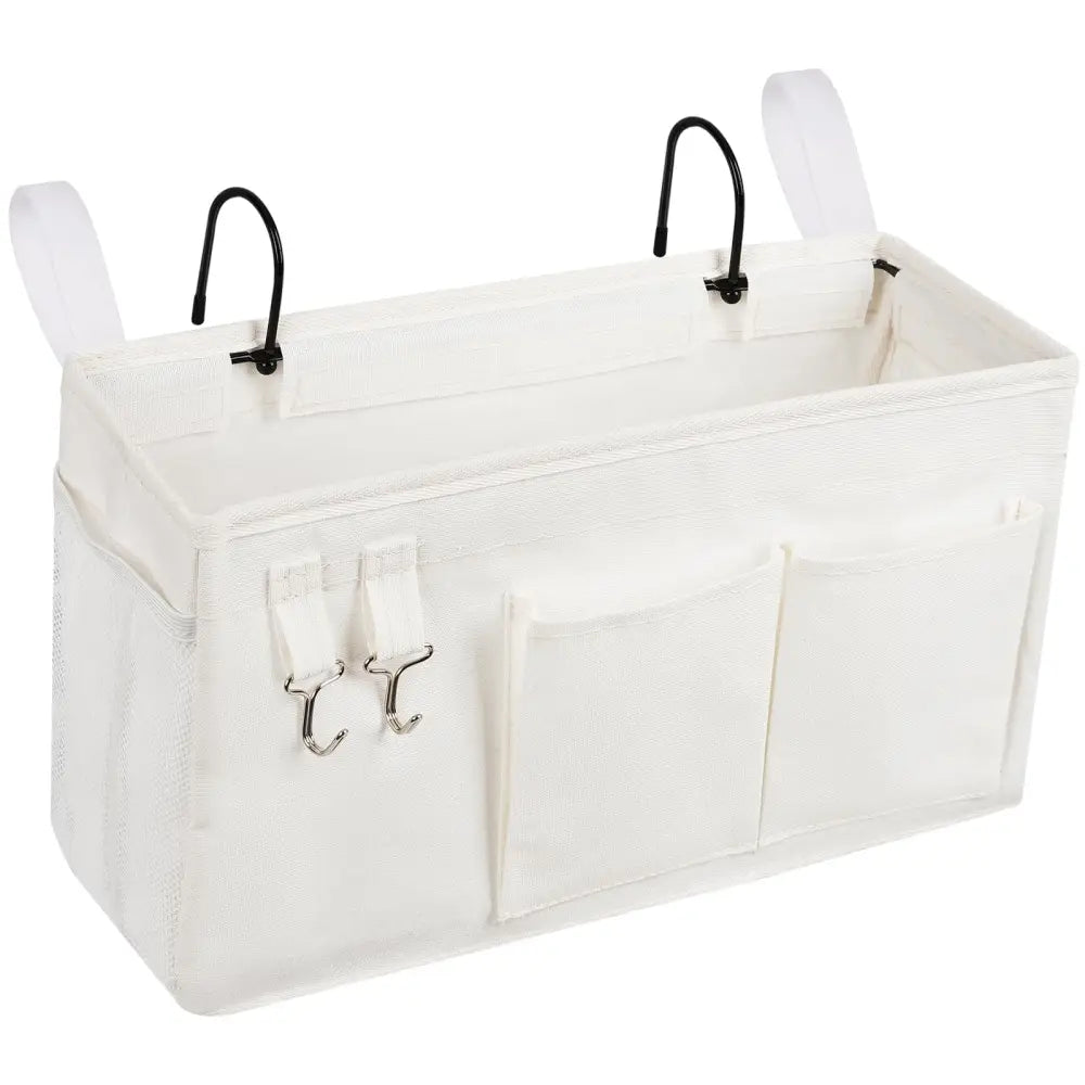 Bedside Storage Bag – Decor-Friendly Rail Organizer That Matches Any Room Palette - 1pc White - Magazine Holders