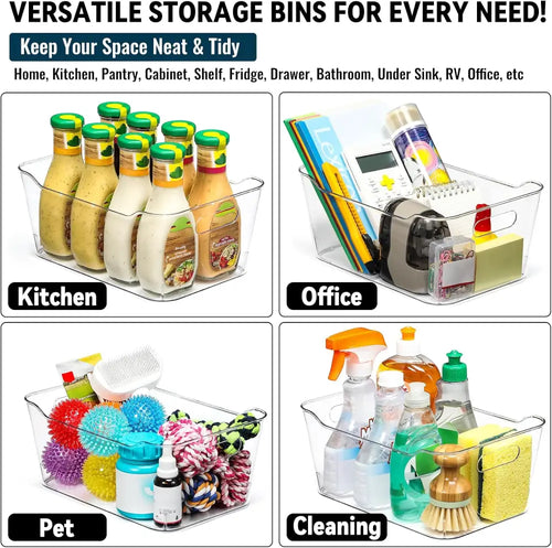 ClearNest Clear Organizer Bins – Designer-Friendly Storage Living Room Shelf - Kitchen Storage & Organization