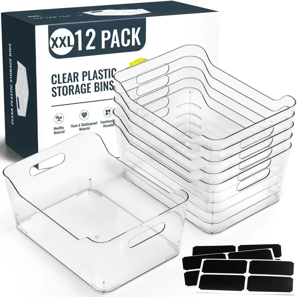 ClearNest Clear Organizer Bins – Designer-Friendly Storage Living Room Shelf - XXL Large - Kitchen Storage &