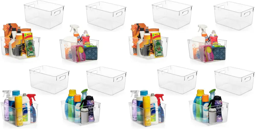 ClearSpace Clear Organizer Bins – Calm Uncluttered Home Essentials Visible Storage for Intentional Living - 16 Pack