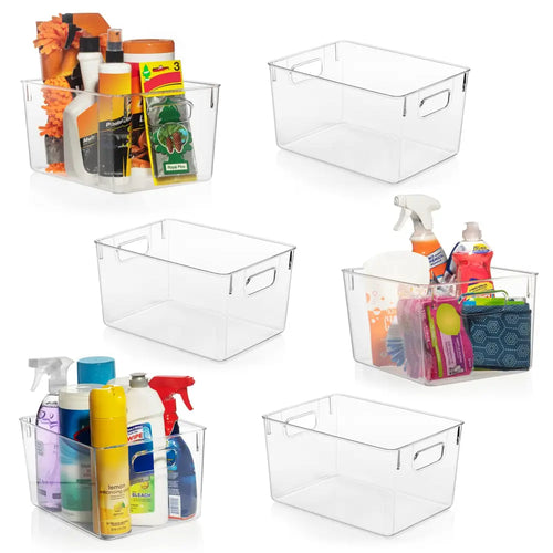 ClearSpace Clear Organizer Bins – Calm Uncluttered Home Essentials Visible Storage for Intentional Living - 6 Pack