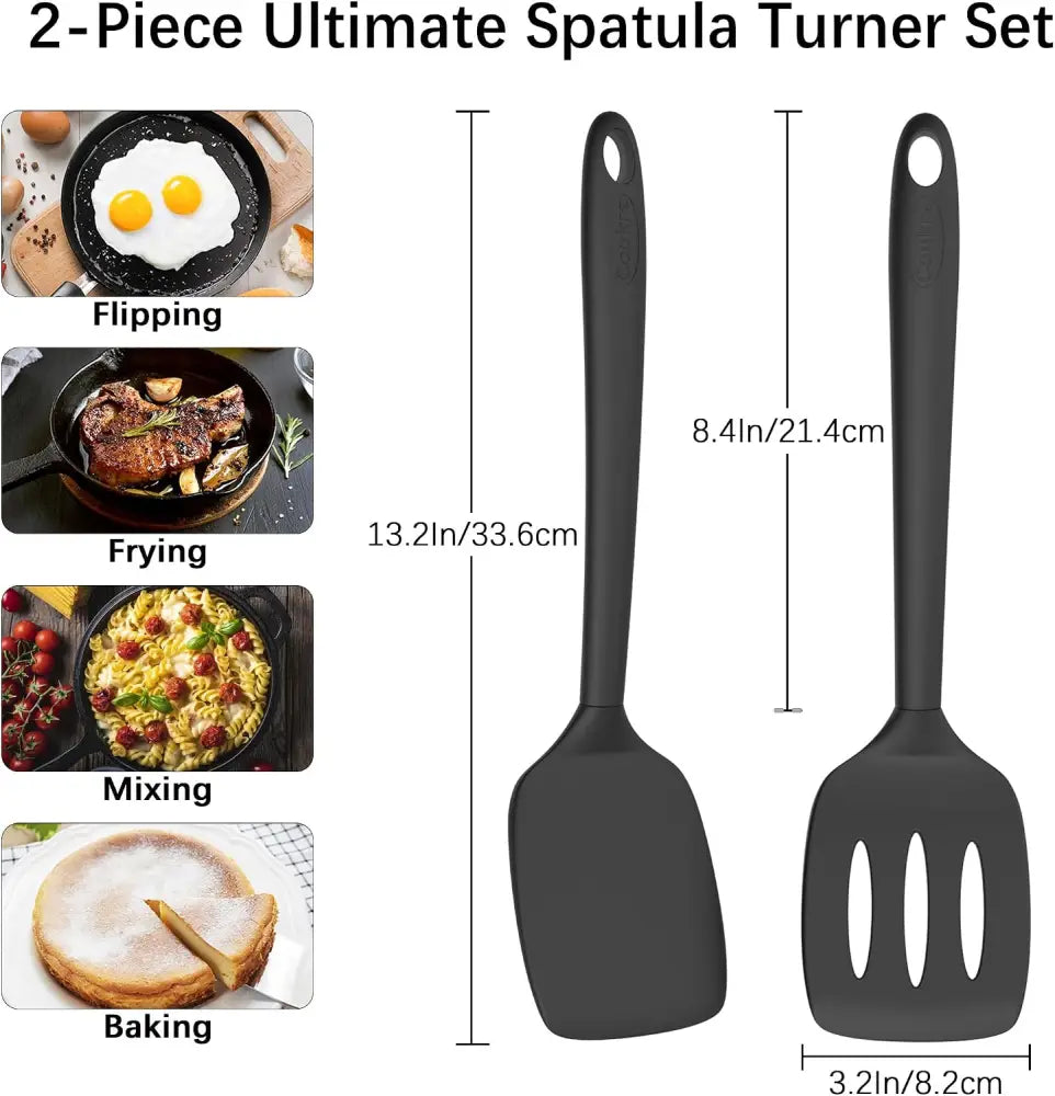 Coukre 2 Pack Silicone Spatula Set – Two Essential Tools for an Uncluttered Kitchen - Spatulas