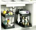 DEKAVA Tool-Free Under Sink Drawer – Simple Cabinet Upgrade Compact 2 Pack Organizer for Restrained Spaces - Black