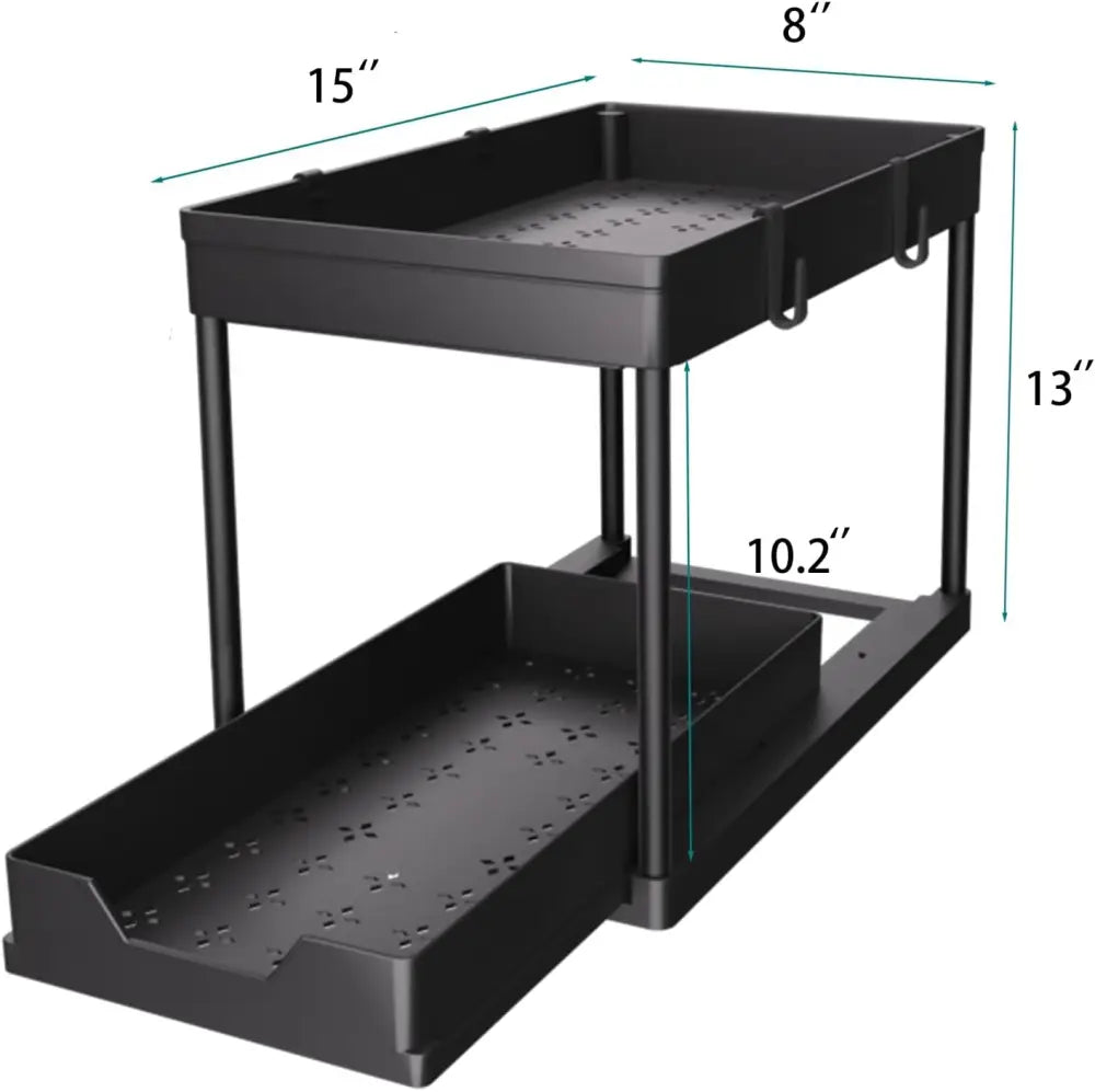 DEKAVA Tool-Free Under Sink Drawer – Simple Cabinet Upgrade Compact 2 Pack Organizer for Restrained Spaces - Under-Sink