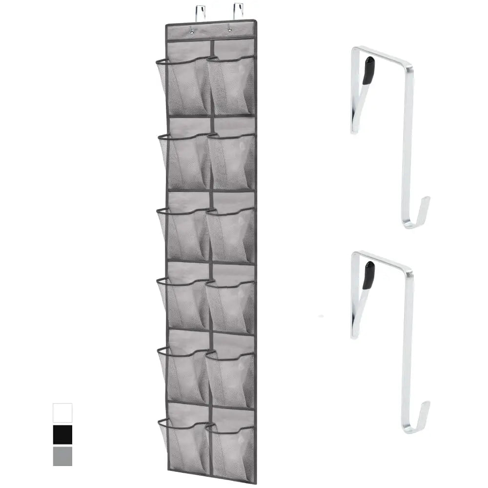 GORILLA GRIP Hanging Organizer Grab-and-Go Entryway Storage to Simplify Daily Routines - Grey - 12 Pockets/2 Hooks - 1