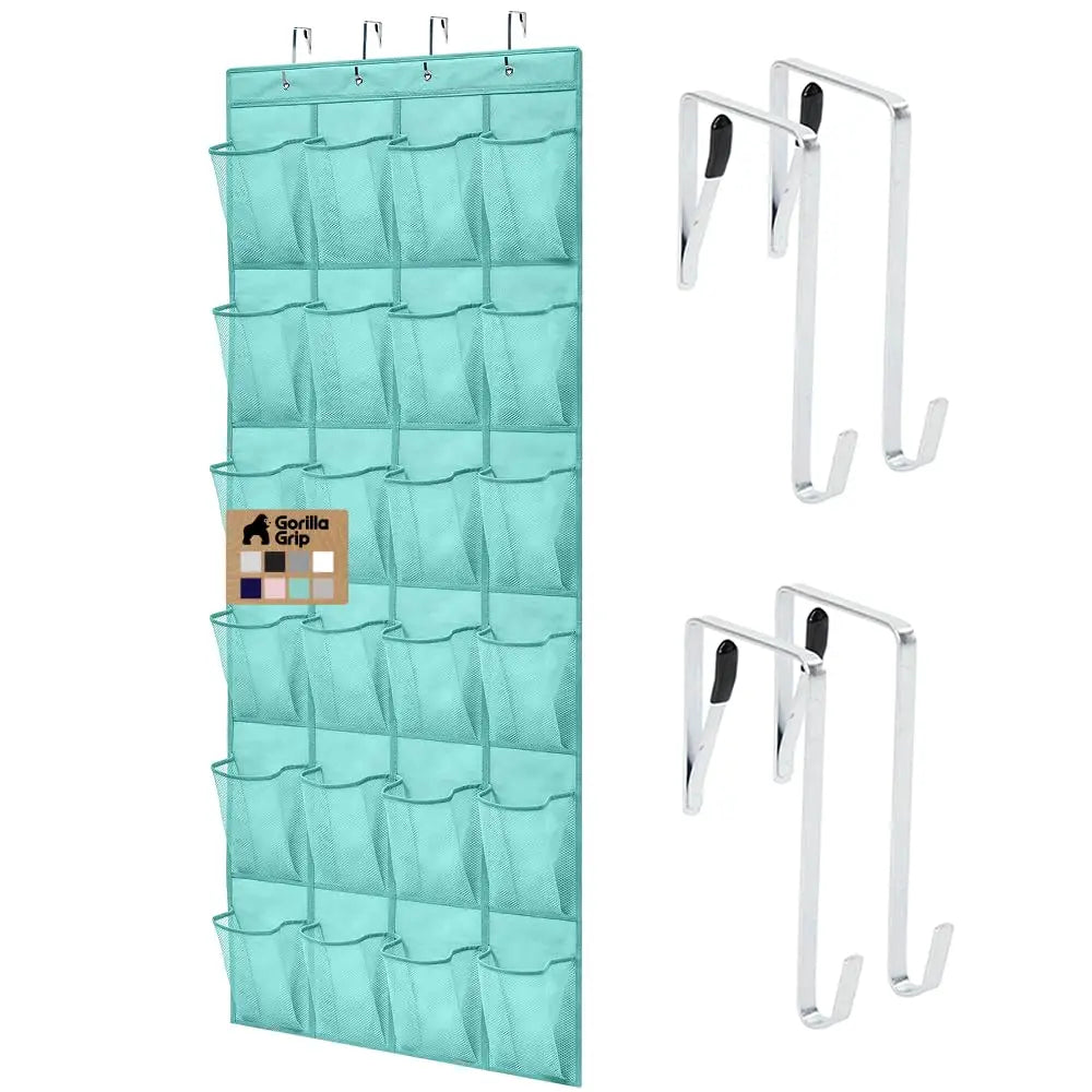 GORILLA GRIP Hanging Organizer Grab-and-Go Entryway Storage to Simplify Daily Routines - Turquoise - 24 Pockets/4 Hooks