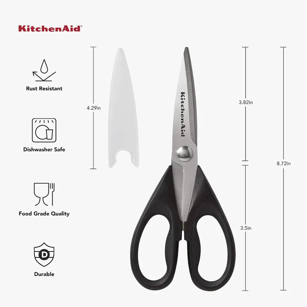 KitchenAid All-Purpose Kitchen Shears with Protective Sheath – Soft-Grip Non-Slip Handle Shears to Reduce Hand Fatigue
