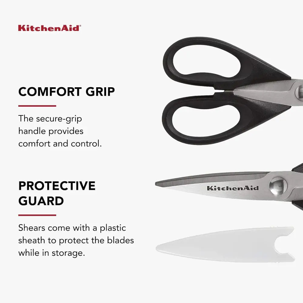 KitchenAid All-Purpose Kitchen Shears with Protective Sheath – Soft-Grip Non-Slip Handle Shears to Reduce Hand Fatigue