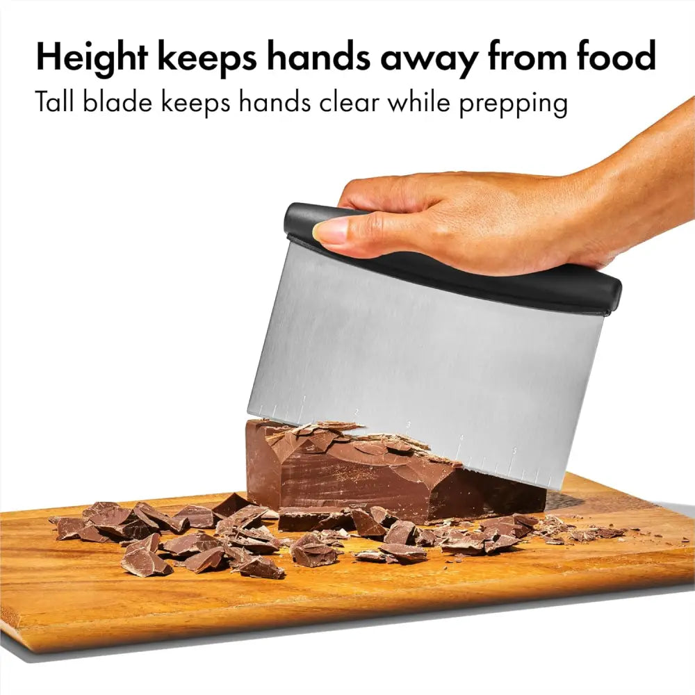 OXO Good Grips Stainless Steel Multi-Purpose Scraper & Chopper – Streamlined Kitchen Tool for Home Cooks Who Meal Prep