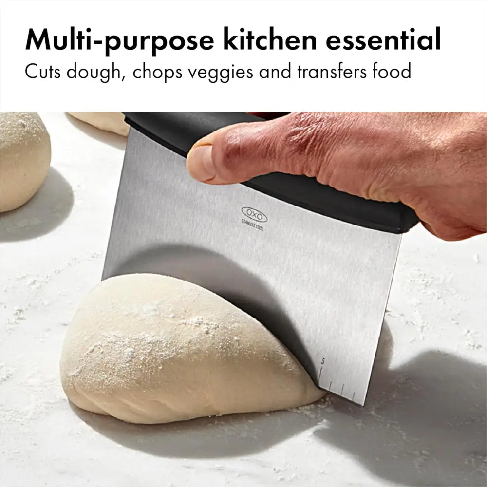 OXO Good Grips Stainless Steel Multi-Purpose Scraper & Chopper – Streamlined Kitchen Tool for Home Cooks Who Meal Prep