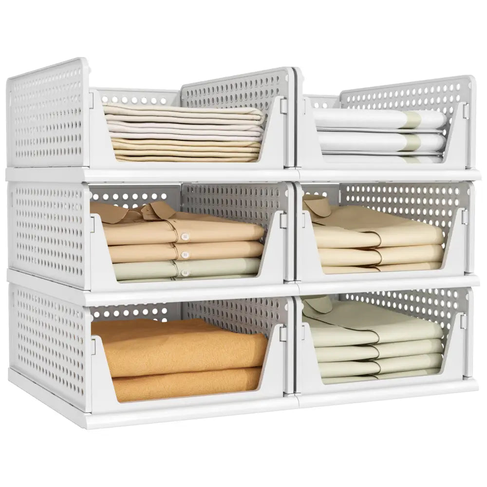 Pinkpum Modular Storage Drawers – Focused Workspace Organizer for Notebooks Folders and Supplies - 6 Pack L - White