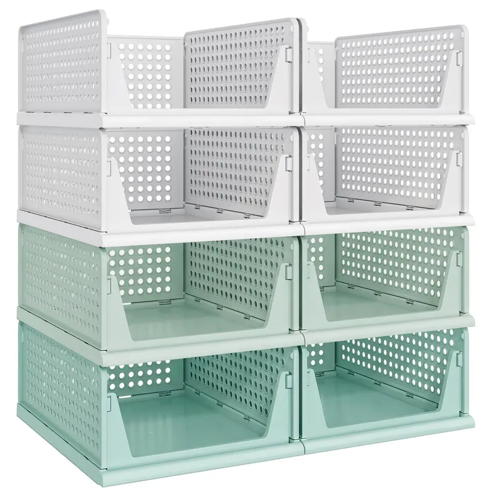 Pinkpum Modular Storage Drawers – Focused Workspace Organizer for Notebooks Folders and Supplies - 8 Pack L - White