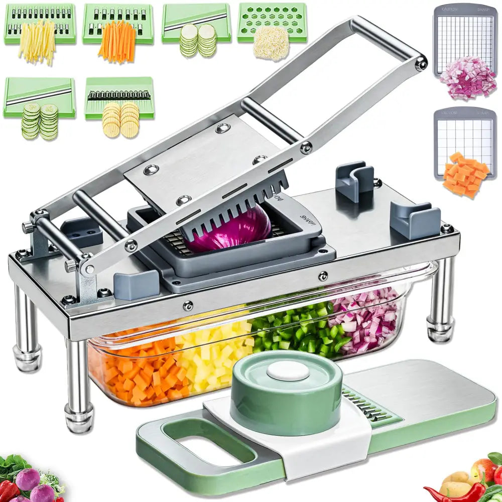 Veggie Chop Pro – Time-Saving Food Chopper for Home Cooks One Tool Replaces a Mandoline and Grater - 8 Blade