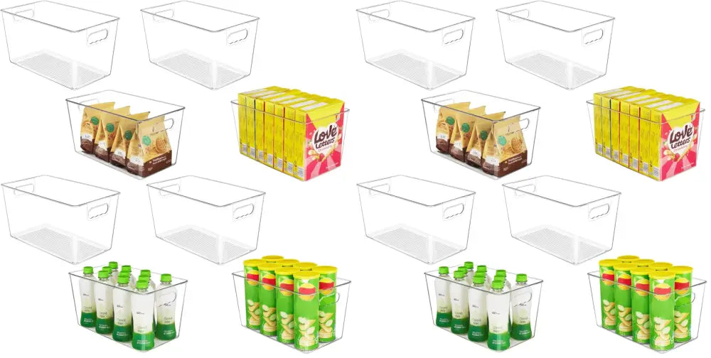 YIHONG Clear Storage Bins – Study Room Organizer for Notebooks and Supplies Three-Size Stackable Set - 8 - XL(13’’L x
